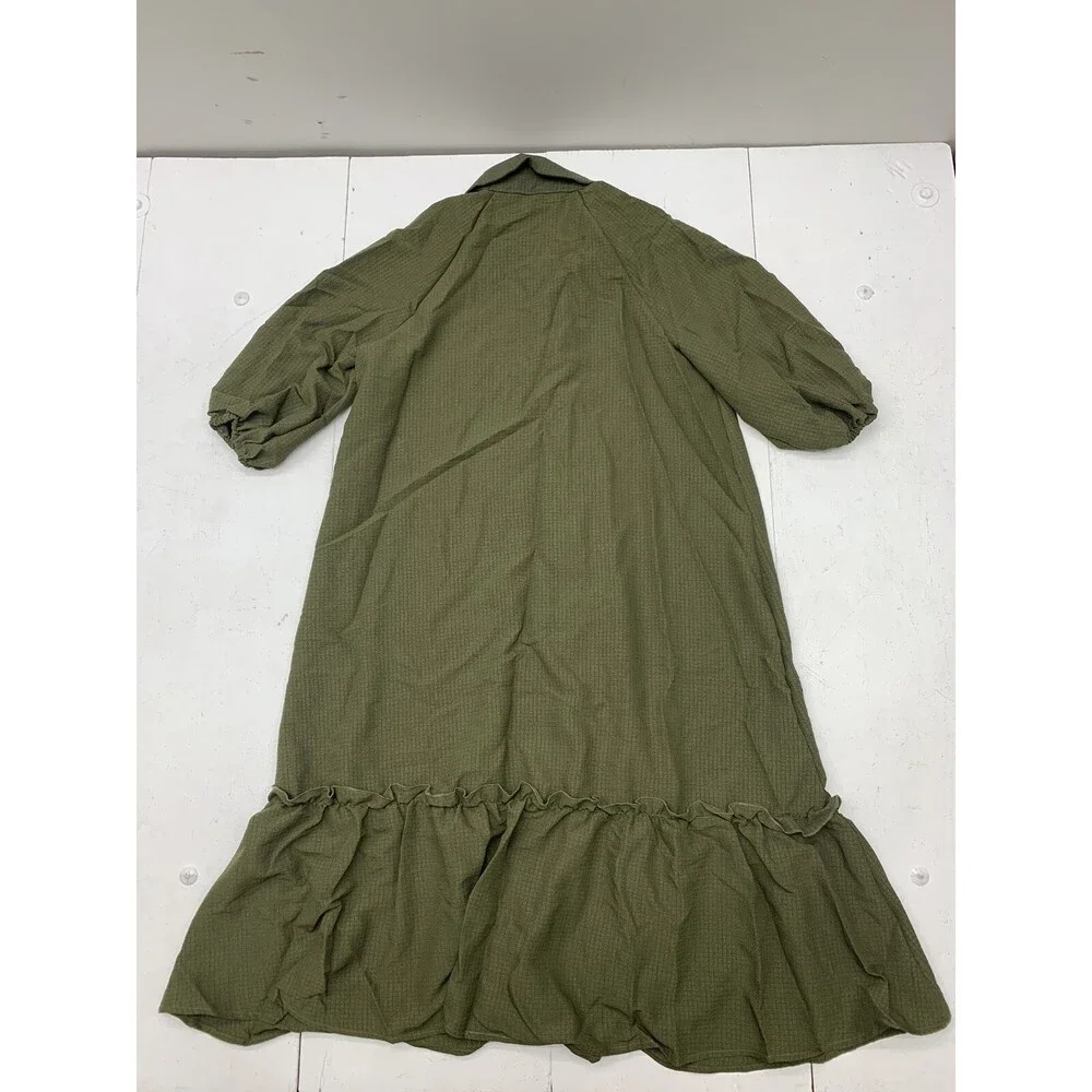 Emery Rose Womens Green Button Up Dress Size Large - Picture 2 of 5